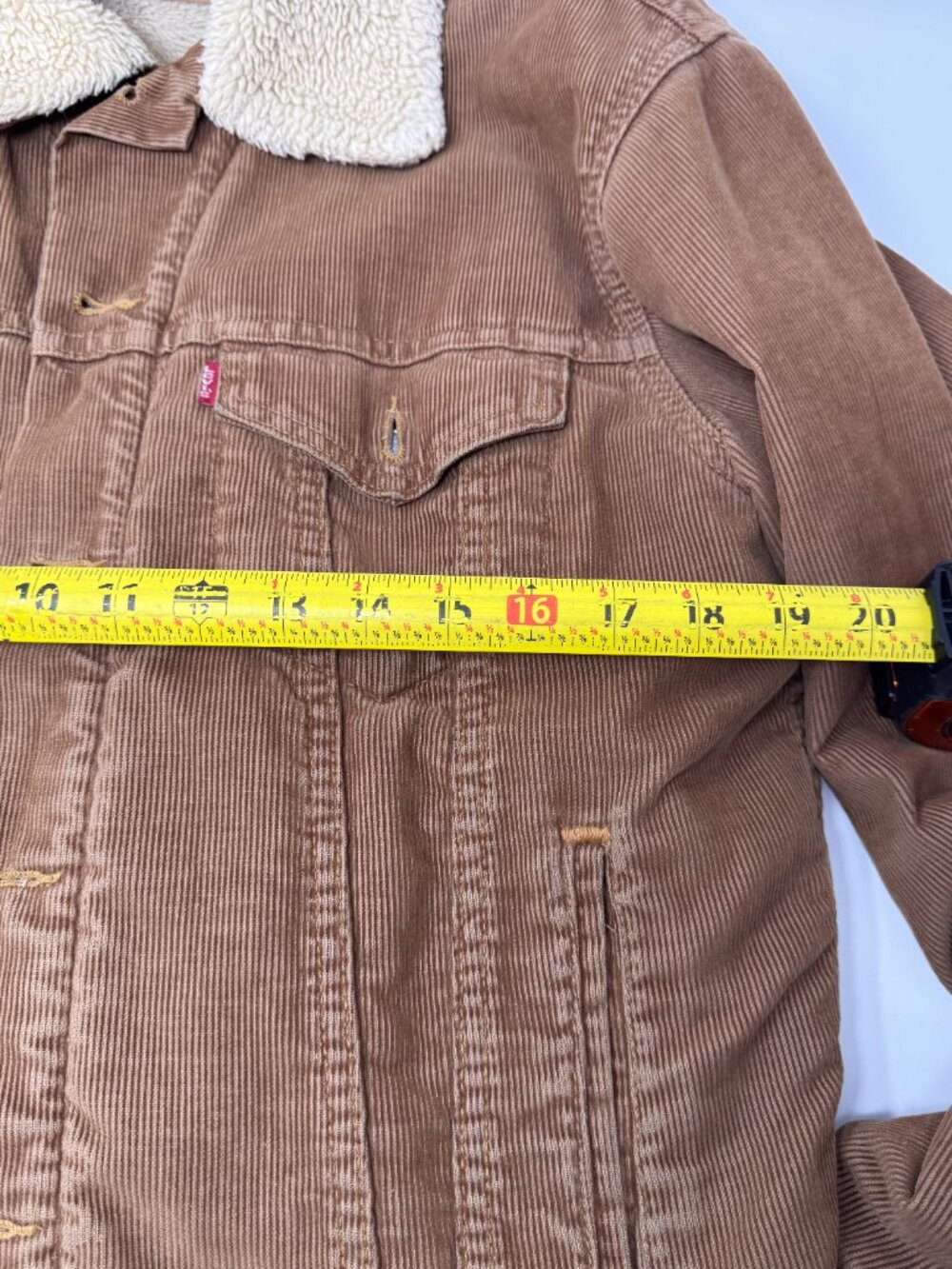 Levi’s Sherpa Lined Corduroy Trucker Jacket Tan Brown Medium - Picture 10 of 10